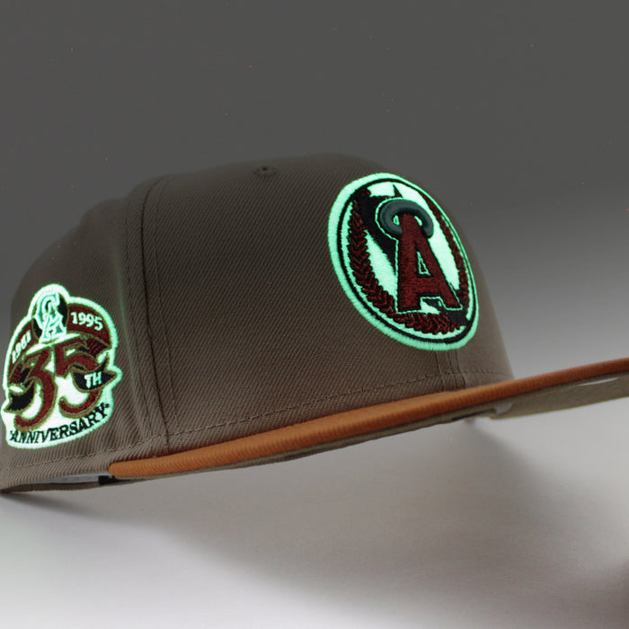 California Angels 35th Anniversary New Era 59Fifty Fitted Hat (GITD Camel Orange Khaki Under Brim)