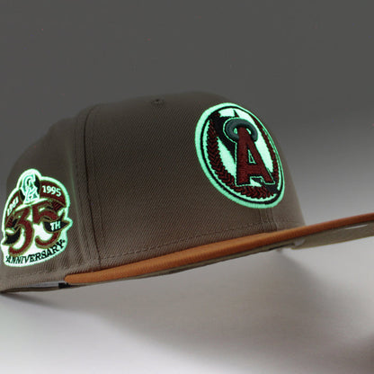 California Angels 35th Anniversary New Era 59Fifty Fitted Hat (GITD Camel Orange Khaki Under Brim)