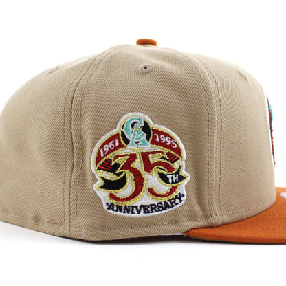 California Angels 35th Anniversary New Era 59Fifty Fitted Hat (GITD Camel Orange Khaki Under Brim)
