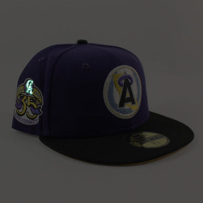 California Angels 35th Anniversary New Era 59Fifty Fitted Hat (Purple Black Gold UNDER BRIM)
