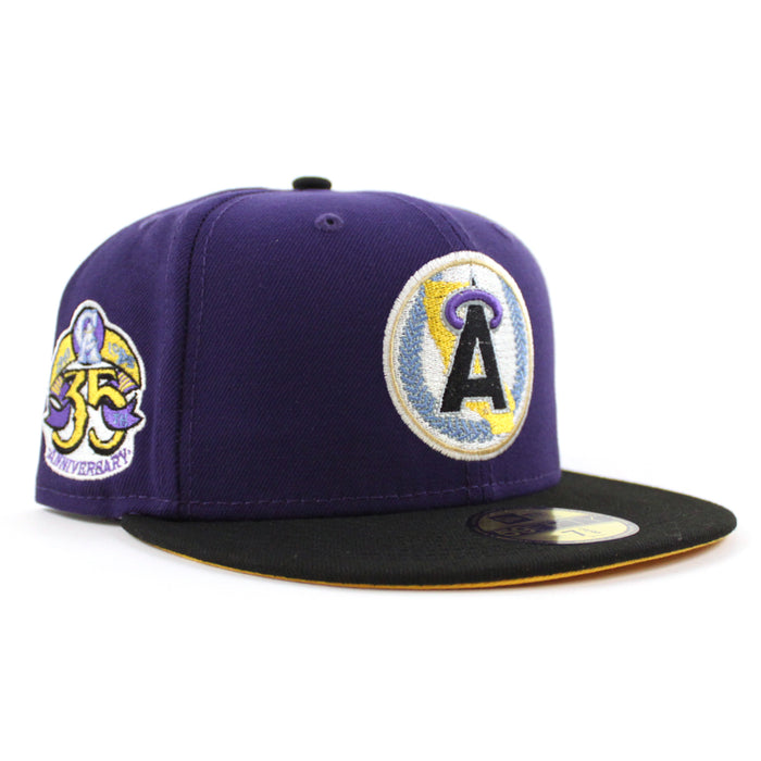 California Angels 35th Anniversary New Era 59Fifty Fitted Hat (Purple Black Gold UNDER BRIM)
