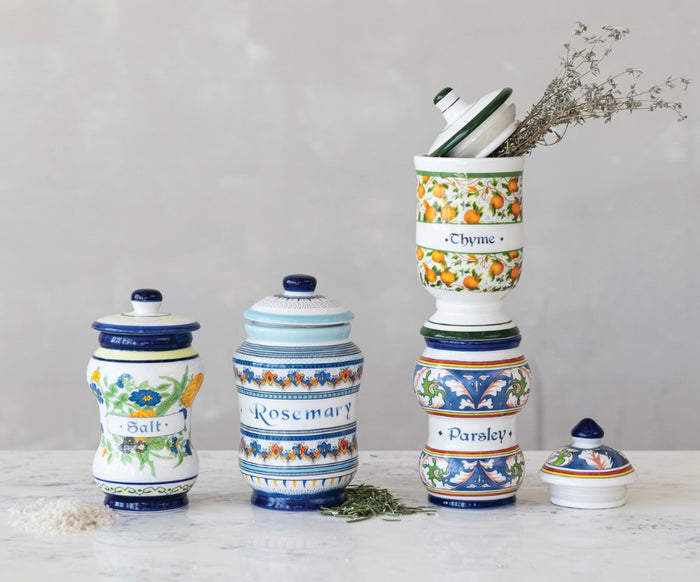 Ceramic Floral Design Canister Jar