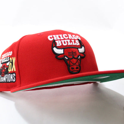 Chicago Bulls 6 X NBA Champs New Era 59fifty Fitted Hat (Red Green Under Brim)