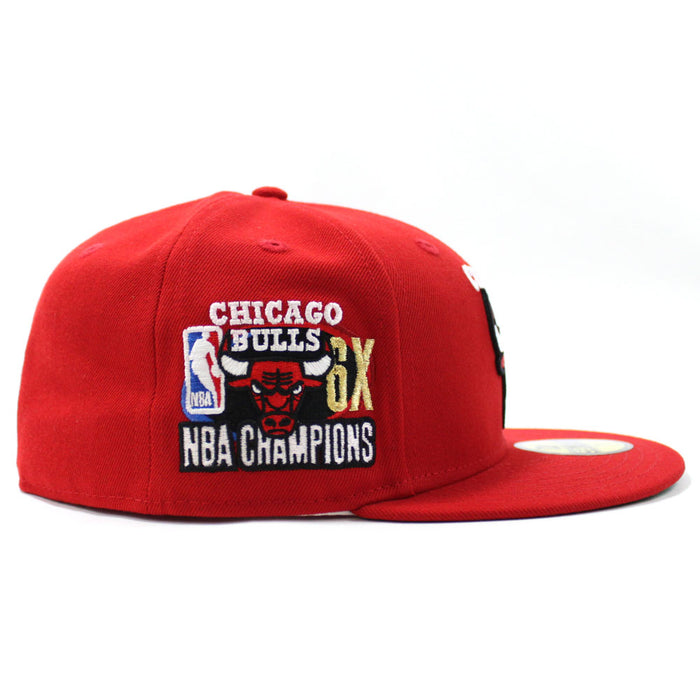 Chicago Bulls 6 X NBA Champs New Era 59fifty Fitted Hat (Red Green Under Brim)