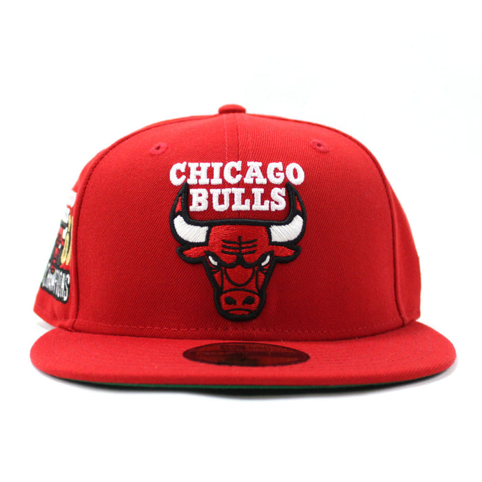 Chicago Bulls 6 X NBA Champs New Era 59fifty Fitted Hat (Red Green Under Brim)