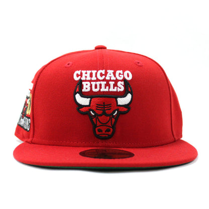 Chicago Bulls 6 X NBA Champs New Era 59fifty Fitted Hat (Red Green Under Brim)