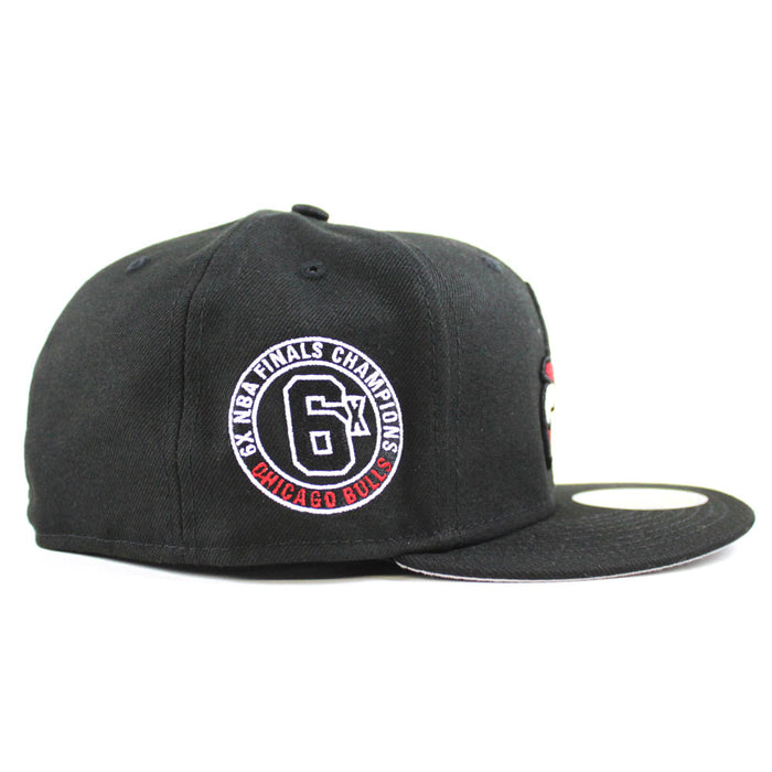 Chicago Bulls UPSIDE DOWN NBA CHAMP New Era 59fifty Fitted Hat (Black Gray Under Brim)