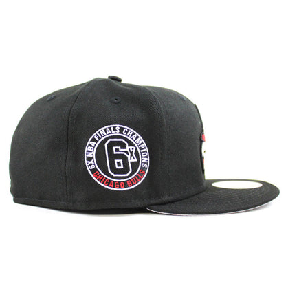 Chicago Bulls UPSIDE DOWN NBA CHAMP New Era 59fifty Fitted Hat (Black Gray Under Brim)