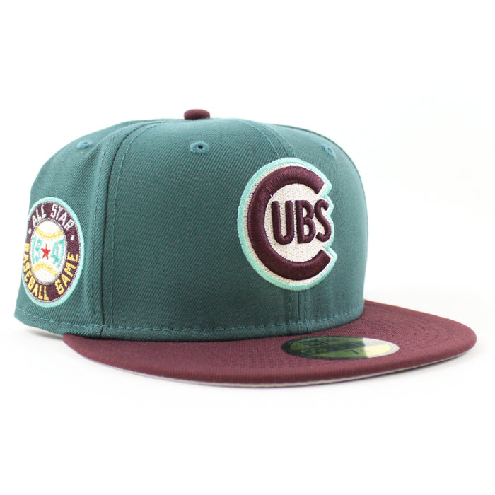 Chicago Cubs 1947 All Star Game New Era 59Fifty Fitted Hat (Pine Green Maroon Gray Under Brim)