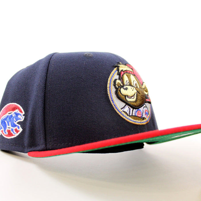 Chicago Cubs Mascot Cub Patch New Era 59Fifty Fitted Hat (Navy Scarlet Green Under Brim)