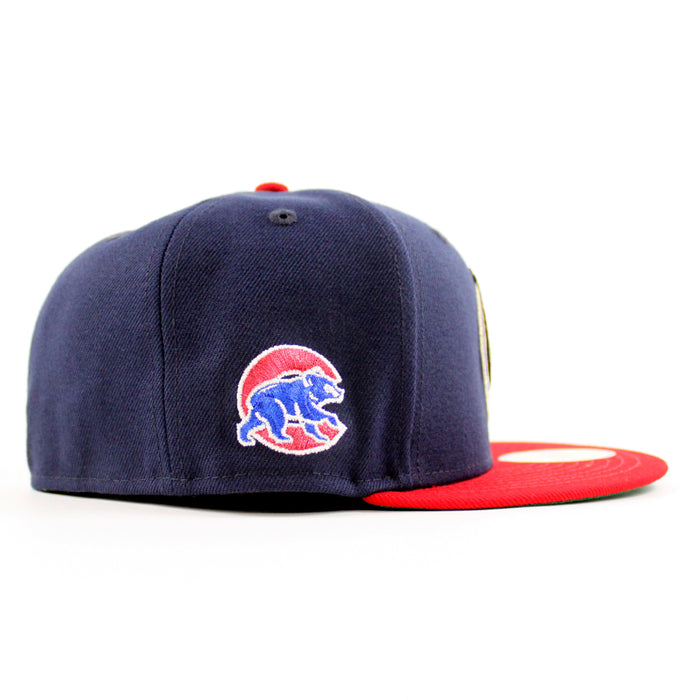 Chicago Cubs Mascot Cub Patch New Era 59Fifty Fitted Hat (Navy Scarlet Green Under Brim)