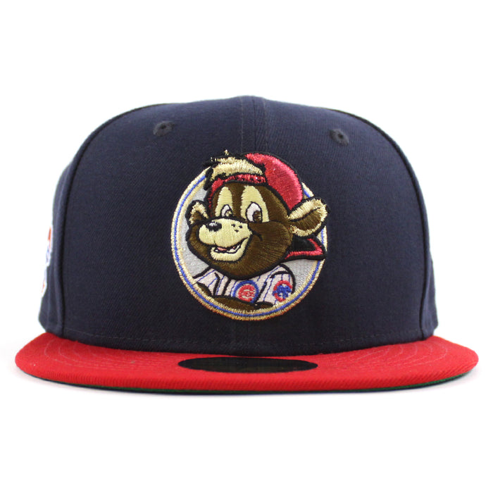 Chicago Cubs Mascot Cub Patch New Era 59Fifty Fitted Hat (Navy Scarlet Green Under Brim)