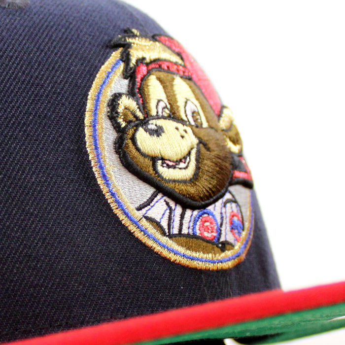 Chicago Cubs Mascot Cub Patch New Era 59Fifty Fitted Hat (Navy Scarlet Green Under Brim)