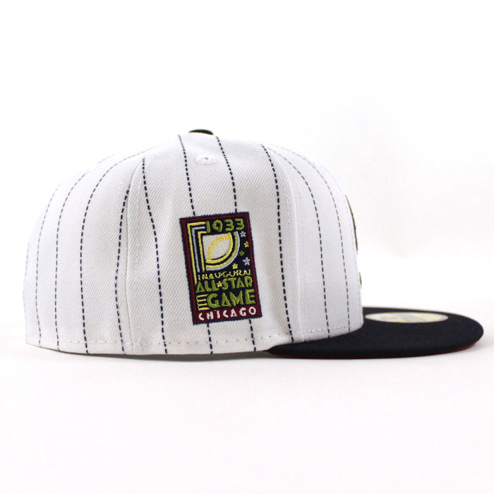 Chicago White Sox 1933 All Star Game New Era Fitted 59Fifty Hat (Pinstripe Navy Pinot Red Under Brim)