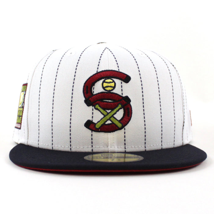 Chicago White Sox 1933 All Star Game New Era Fitted 59Fifty Hat (Pinstripe Navy Pinot Red Under Brim)