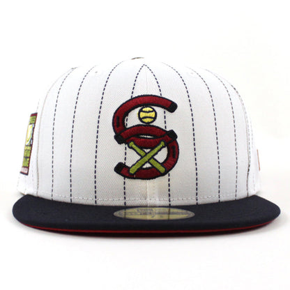 Chicago White Sox 1933 All Star Game New Era Fitted 59Fifty Hat (Pinstripe Navy Pinot Red Under Brim)