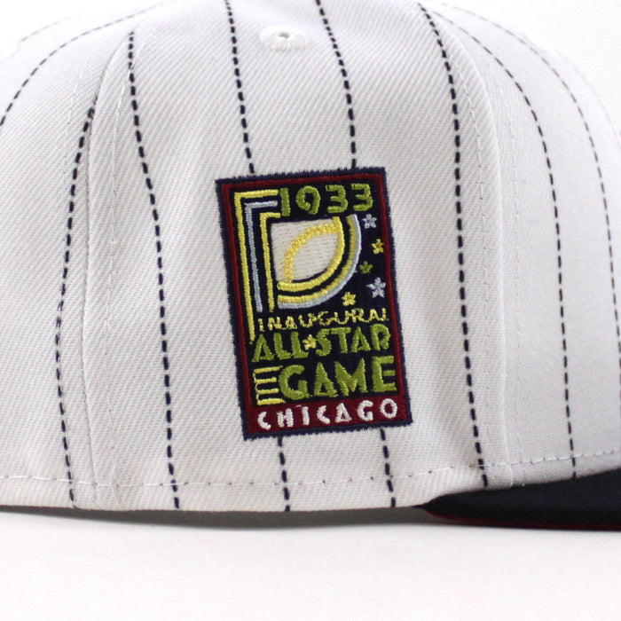 Chicago White Sox 1933 All Star Game New Era Fitted 59Fifty Hat (Pinstripe Navy Pinot Red Under Brim)