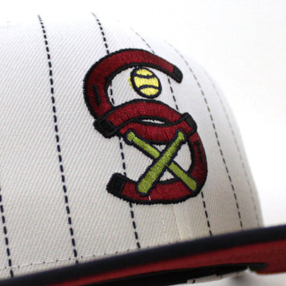 Chicago White Sox 1933 All Star Game New Era Fitted 59Fifty Hat (Pinstripe Navy Pinot Red Under Brim)