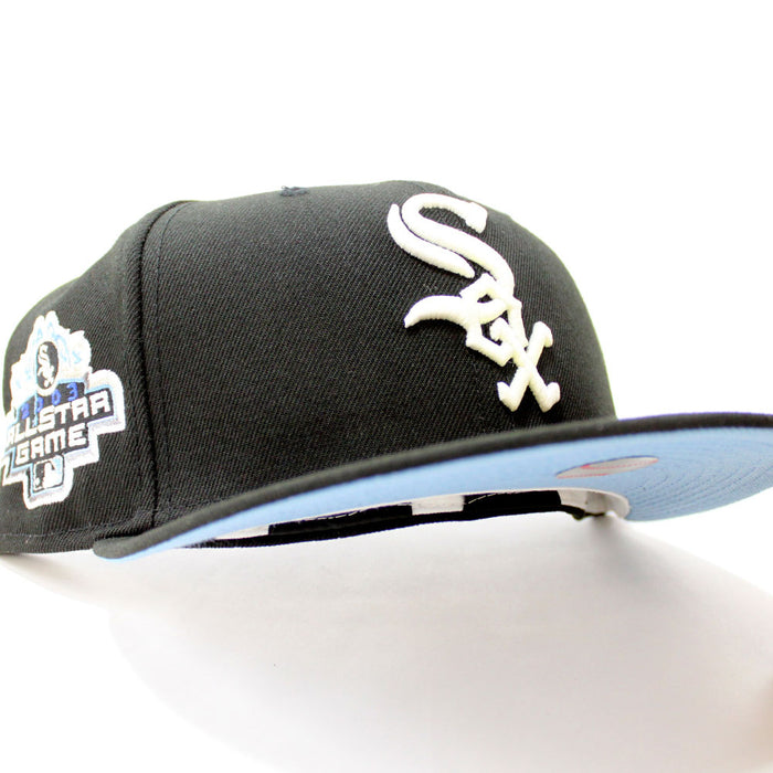 Chicago White Sox 2003 All-Star Game New Era Fitted 59Fifty Hat (Glow in the Dark Black Sky Blue Under Brim)