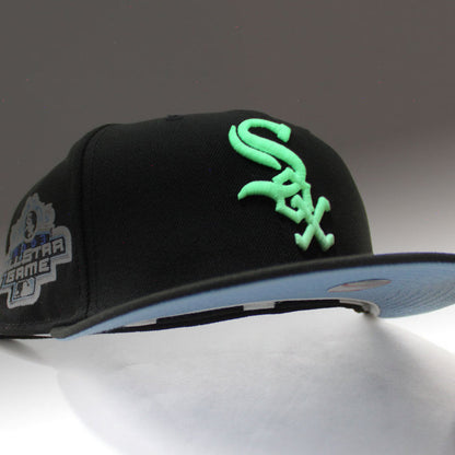 Chicago White Sox 2003 All-Star Game New Era Fitted 59Fifty Hat (Glow in the Dark Black Sky Blue Under Brim)