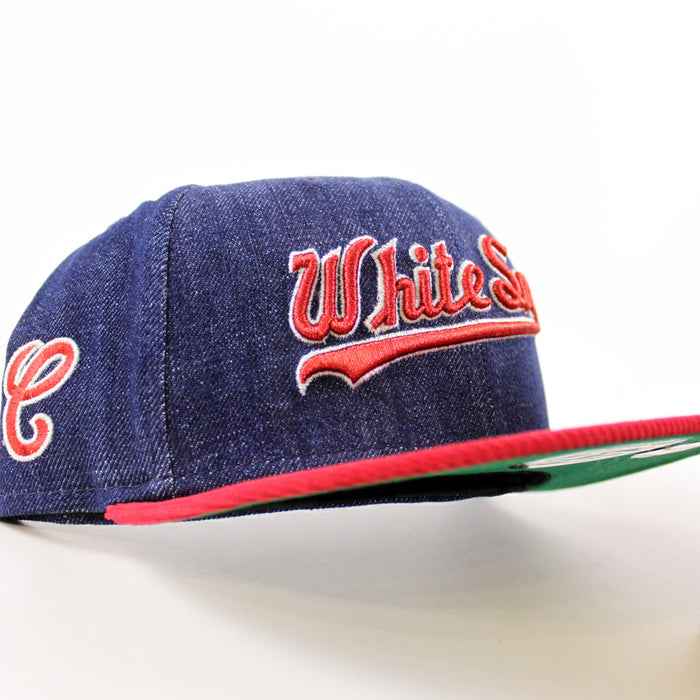 Chicago White Sox New Era Fitted 59Fifty Hat (Denim Scarlet Green Under Brim)