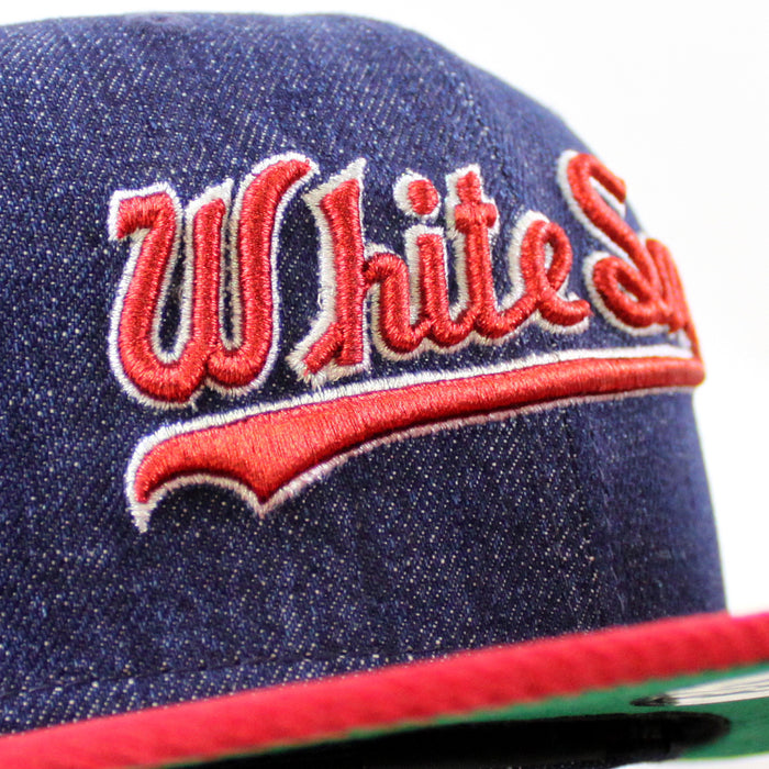 Chicago White Sox New Era Fitted 59Fifty Hat (Denim Scarlet Green Under Brim)