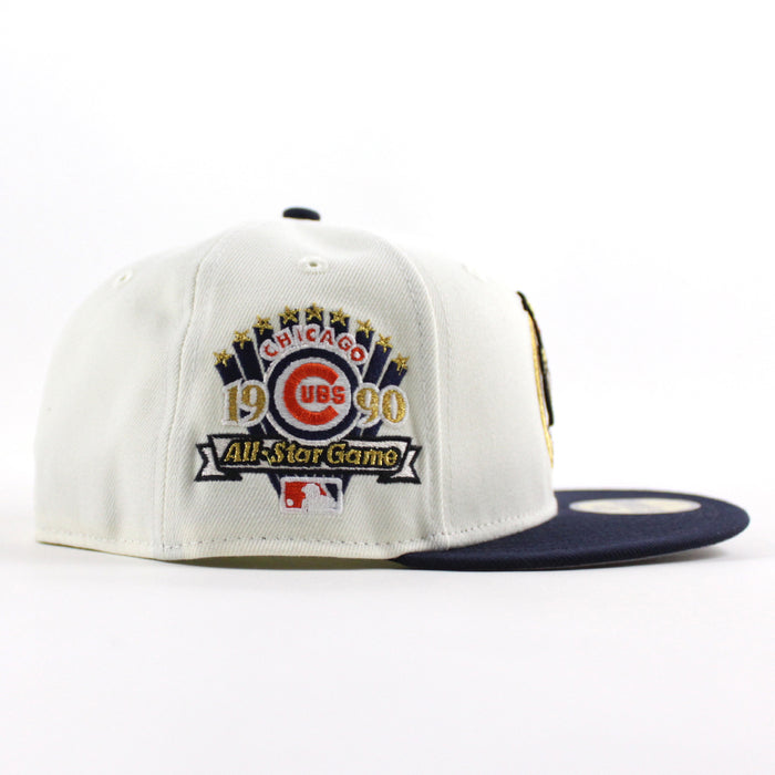 Clark The Cub Chicago Cubs 1990 All Star Game New Era 59Fifty Fitted Hat (Chrome White Navy Gray Under Brim)