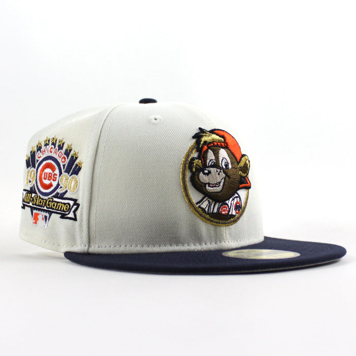 Clark The Cub Chicago Cubs 1990 All Star Game New Era 59Fifty Fitted Hat (Chrome White Navy Gray Under Brim)