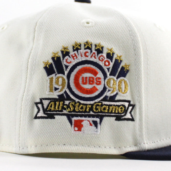 Clark The Cub Chicago Cubs 1990 All Star Game New Era 59Fifty Fitted Hat (Chrome White Navy Gray Under Brim)