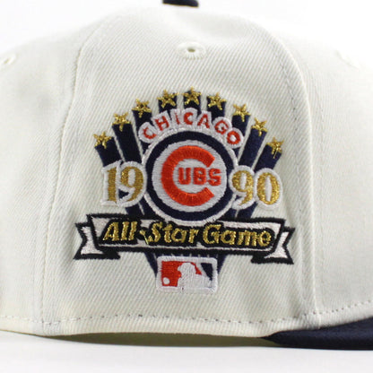 Clark The Cub Chicago Cubs 1990 All Star Game New Era 59Fifty Fitted Hat (Chrome White Navy Gray Under Brim)