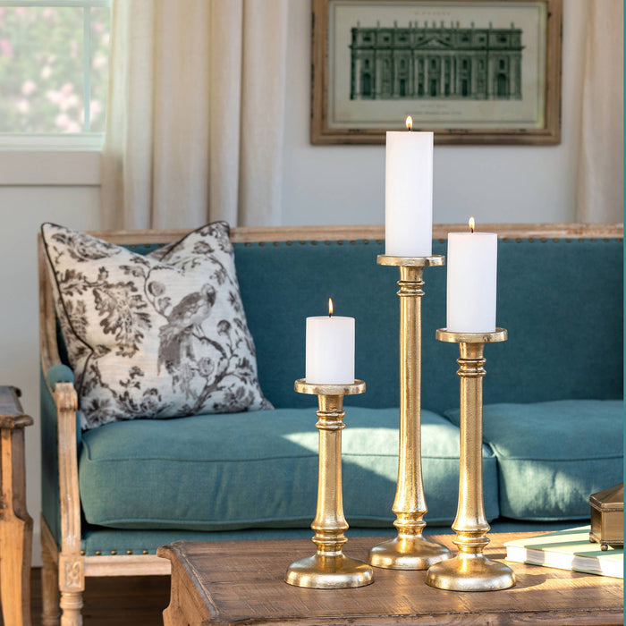 Classic Gold Cast Aluminum Candleholder, Large