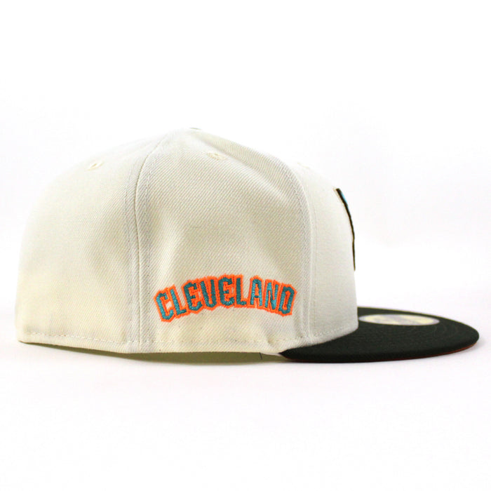 Cleveland Guardians CLEGUA CLEVELAND New Era 59Fifty Fitted Hat  (CHROME WHITE DARK SEAWEED RUST ORANGE Under Brim)