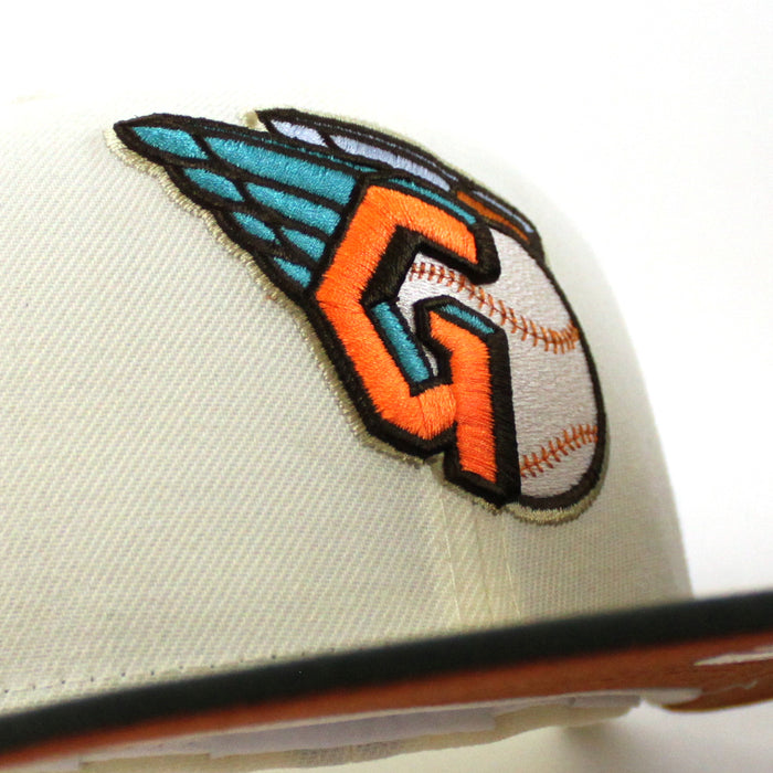 Cleveland Guardians CLEGUA CLEVELAND New Era 59Fifty Fitted Hat  (CHROME WHITE DARK SEAWEED RUST ORANGE Under Brim)