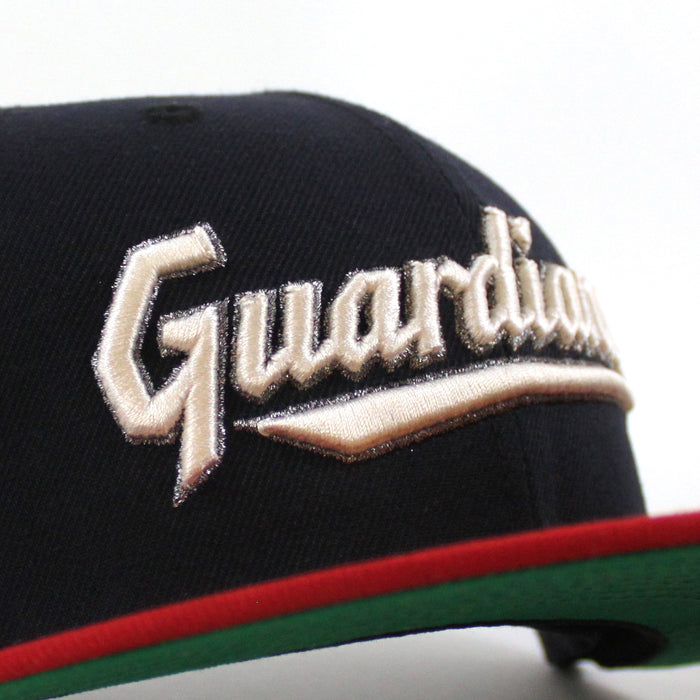 Cleveland Guardians Progressive Field New Era 59Fifty Fitted Hat  (Scarlet Red Navy Green Under Brim)