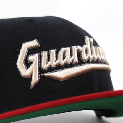 Cleveland Guardians Progressive Field New Era 59Fifty Fitted Hat  (Scarlet Red Navy Green Under Brim)