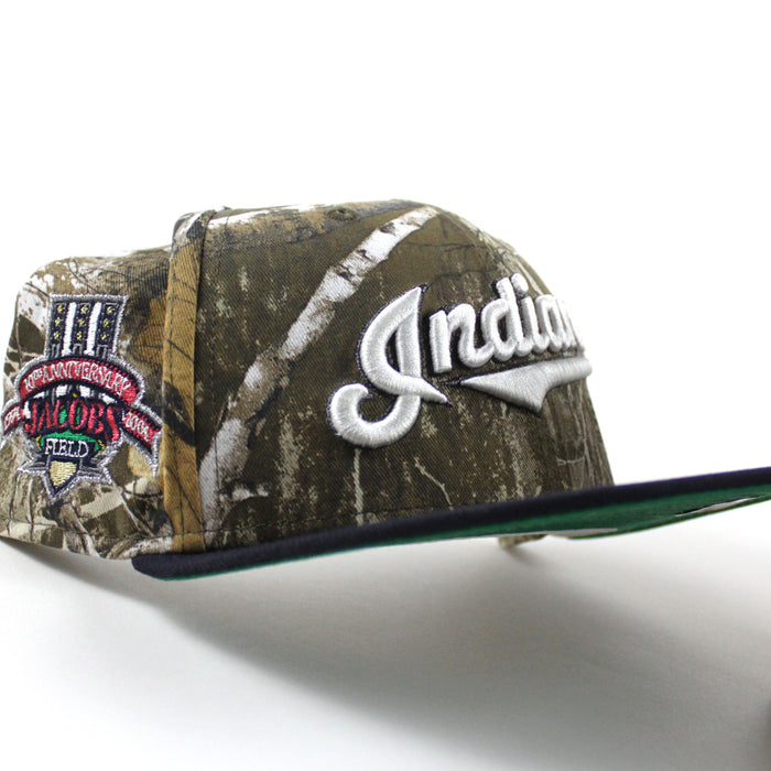 Cleveland Indians Jacobs Field 10th Anniversary New Era 59Fifty Fitted Hat (RealTree Camo Navy Green Under Brim)