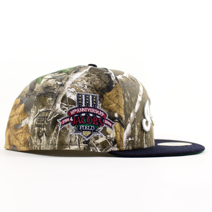 Cleveland Indians Jacobs Field 10th Anniversary New Era 59Fifty Fitted Hat (RealTree Camo Navy Green Under Brim)
