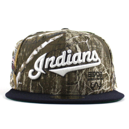 Cleveland Indians Jacobs Field 10th Anniversary New Era 59Fifty Fitted Hat (RealTree Camo Navy Green Under Brim)