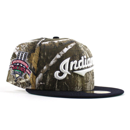 Cleveland Indians Jacobs Field 10th Anniversary New Era 59Fifty Fitted Hat (RealTree Camo Navy Green Under Brim)
