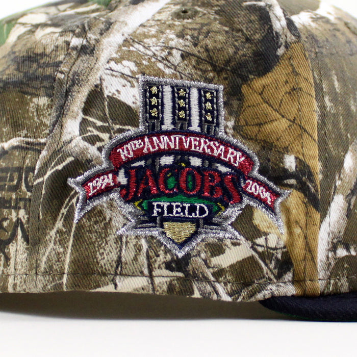 Cleveland Indians Jacobs Field 10th Anniversary New Era 59Fifty Fitted Hat (RealTree Camo Navy Green Under Brim)