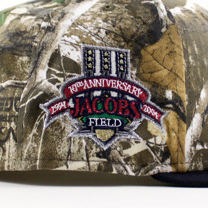 Cleveland Indians Jacobs Field 10th Anniversary New Era 59Fifty Fitted Hat (RealTree Camo Navy Green Under Brim)