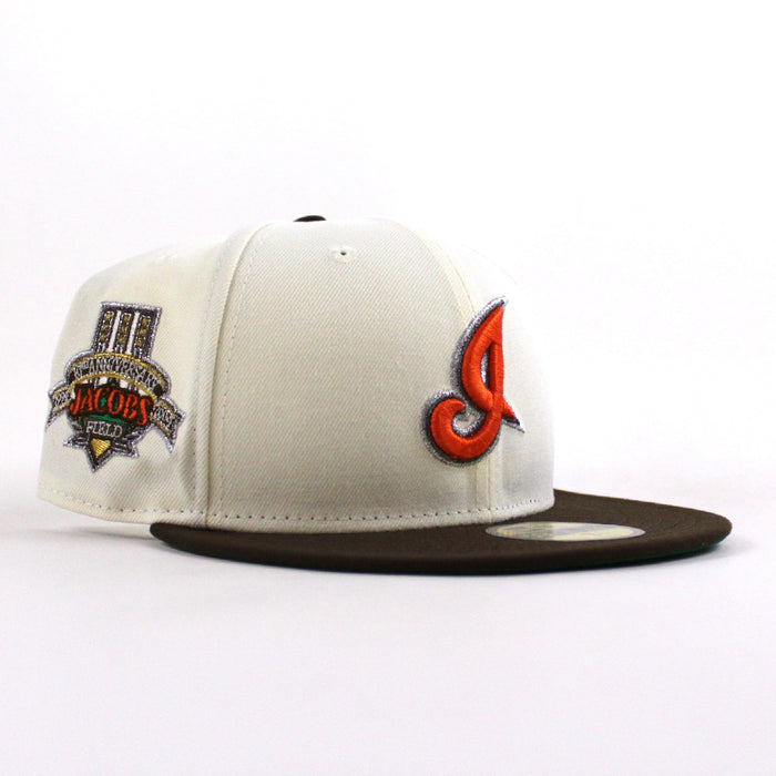 Cleveland Indians Jacobs Field New Era 59Fifty Fitted Hat (Chrome White Walnut Green Under Brim)