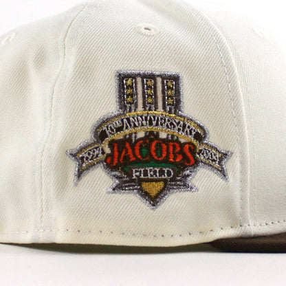 Cleveland Indians Jacobs Field New Era 59Fifty Fitted Hat (Chrome White Walnut Green Under Brim)