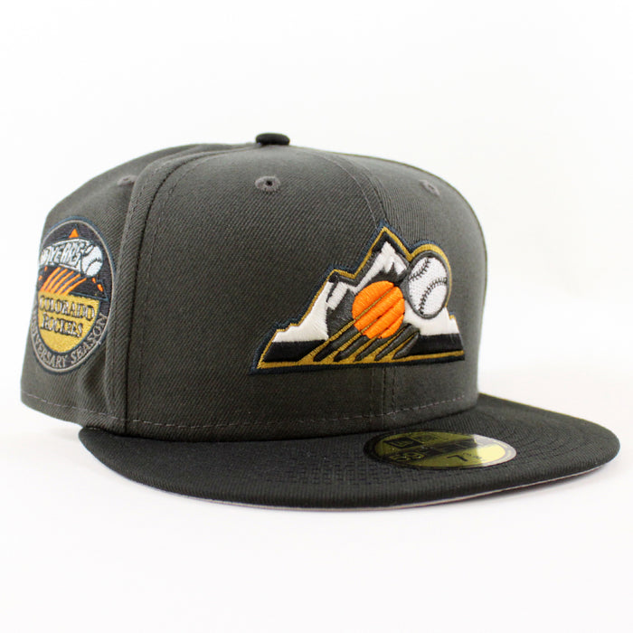 Colorado Rockies 10th Anniversary New Era 59Fifty Fitted Hat (GITD Pewter Black Gray Under Brim)