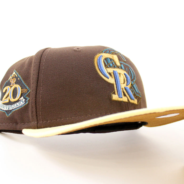 Colorado Rockies 20th Anniversary New Era 59Fifty Fitted Hat (BURNT WOOD SOFT YELLOW TOASTED Under Brim)