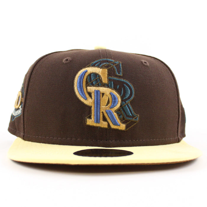 Colorado Rockies 20th Anniversary New Era 59Fifty Fitted Hat (BURNT WOOD SOFT YELLOW TOASTED Under Brim)