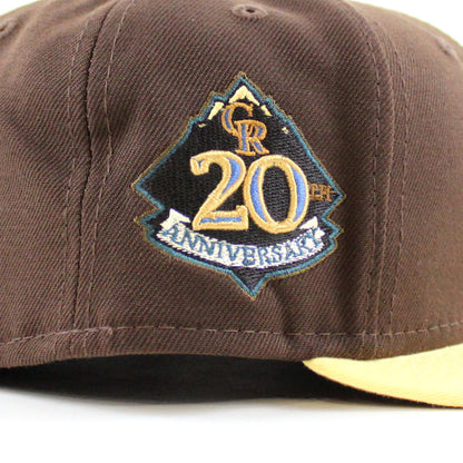 Colorado Rockies 20th Anniversary New Era 59Fifty Fitted Hat (BURNT WOOD SOFT YELLOW TOASTED Under Brim)
