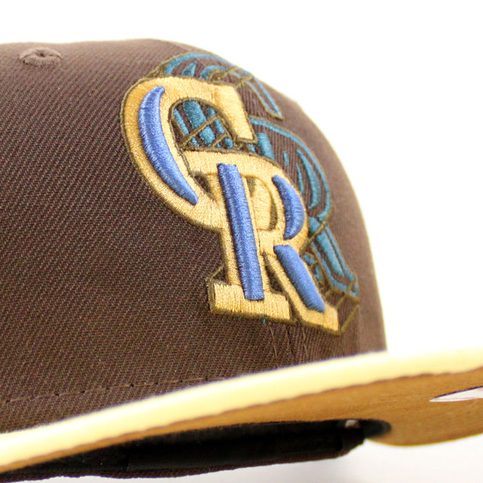 Colorado Rockies 20th Anniversary New Era 59Fifty Fitted Hat (BURNT WOOD SOFT YELLOW TOASTED Under Brim)