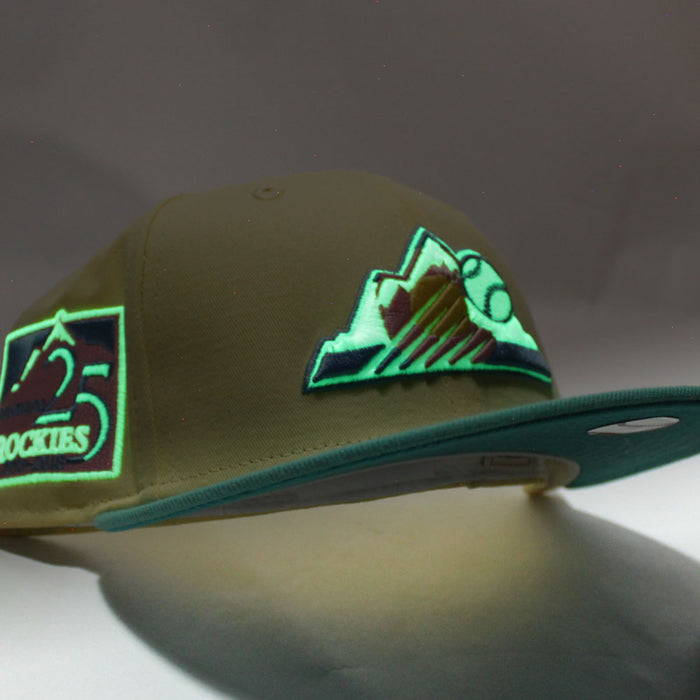 Colorado Rockies 25TH Anniversary New Era 59Fifty Fitted Hat (GITD Soft Yellow Mint Teal Under Brim)
