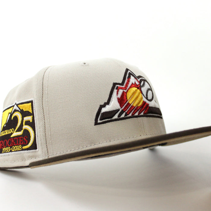 Colorado Rockies 25th Anniversary New Era 59Fifty Fitted Hat (GITD Stone Gray Walnut Khaki Under Brim)